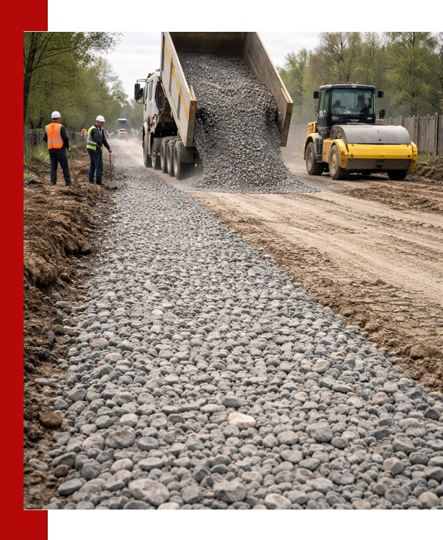 Доставка щебня для отсыпки дорог в Амурске высокого качества