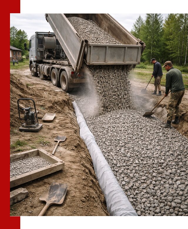 Гравий для дренажа с доставкой в Амурске качественный и недорогой