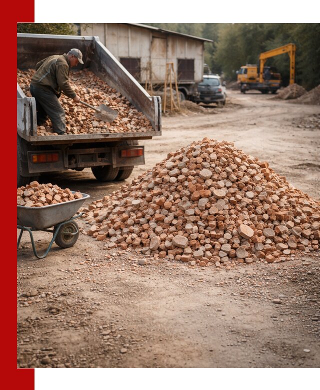 Доставка и подушка из боя кирпича с разгрузкой в Амурске