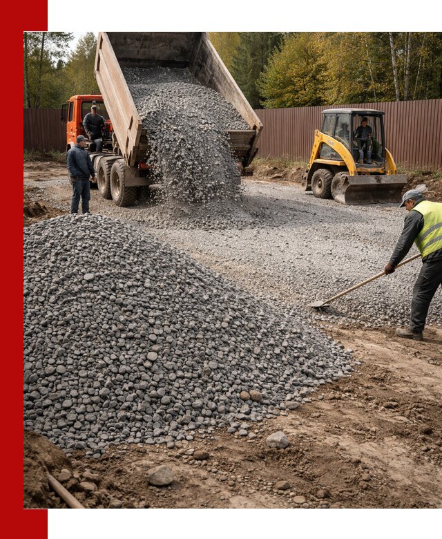 Отсыпка участка щебнем с доставкой и уплотнением в Амурске
